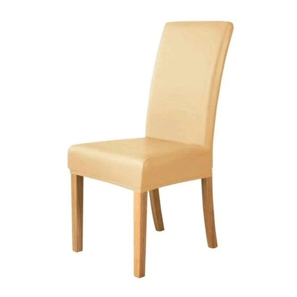 PU Leather Waterproof Stretch Dining Chair Covers, Chair Protector, 2 Beige